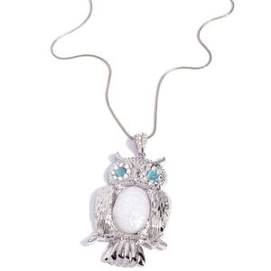 Silver Owl Pendant Necklace